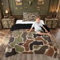 thumbnail image 2 of meiyoeat Dino Camo Twin Comforter Sets for Boys, Dinosaur Print Bedding Set for Kids, Green, Black Reversible, 2 Pieces, 1 Comforter and 1 Pillowcase, 2 of 6