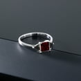 thumbnail image 5 of Gem Stone King 10K White Gold Red Garnet and Black Onyx 3-Stone Engagement Ring for Women | 1.16 Cttw | Gemstone Birthstone | Princess Center 5MM | Trillion 3.5MM | Size 5, 5 of 5
