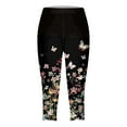thumbnail image 4 of newwalpole Capri Leggings for Women Fall Floral Printed Plus Size Capris High Waist Knee Length Slim Fit Yoga Cropped Legging Black for Size XXL, 4 of 5
