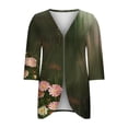 thumbnail image 6 of Roncen Women Kimono Cardigan Floral Printed Bat Sleeve Casual Capes Beach Cover up, 6 of 7