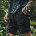 thumbnail image 2 of Mens Cargo Shorts Casual Bermuda Shorts Vintage Summer Wear Cargo Baggy Pants Black L, 2 of 5
