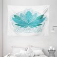 thumbnail image 1 of Lotus Tapestry, Lotus Flower with Ornaments Ethnic Exotic Petals Mehndi Traditional Boho Design, Wall Hanging for Bedroom Living Room Dorm Decor, 80W X 60L Inches, Teal Sky Blue, by Ambesonne, 1 of 2