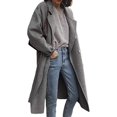 thumbnail image 1 of LinYooLi Trench Coats for Women Casual Button Up Lapel Long Solid Color Coat Wool Blend Overcoat Shacket Jacket, 1 of 2