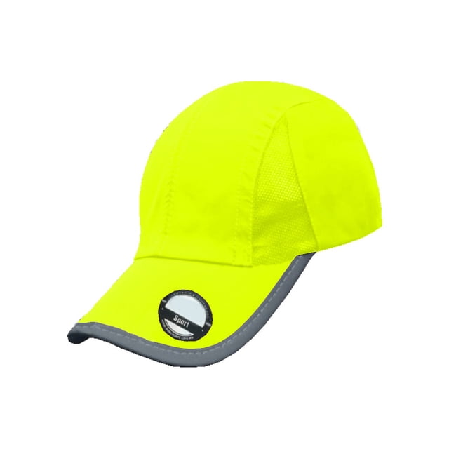Gorra sport con malla y bies reflejante, ajustable. Unisex.