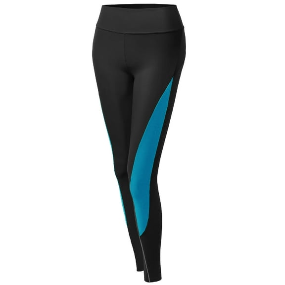 FashionOutfit Women's Side Panel Color Contrast Cycling Legging Pants