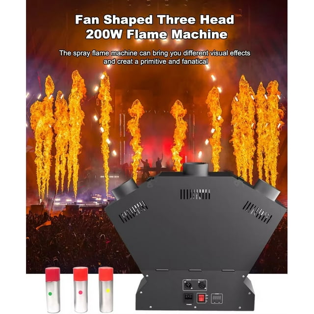 Projecteur de Feu DMX à Flamme 3 Têtes pour Éclairage de Scène, Équipement Dj
