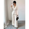 thumbnail image 4 of Women'S Elegant 2-Piece Outfit, Long Sleeve Blazer & Straight-Leg Pants Set White L, 4 of 8