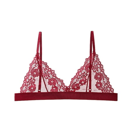 

Hwmodou Ladies Exotic Lingerie Fashion Elegant Padded Lace Breathable Wireless Nightwear Sleepwear Bra For Women