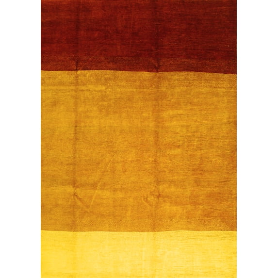 Ahgly Company Machine Washable Indoor Rectangle Abstract Yellow Contemporary Area Rugs, 2' x 3'