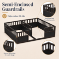 thumbnail image 5 of Miniyam Double Twin Size Floor Bed, Wood Kids Bed with Guardrails, Espresso, 5 of 7