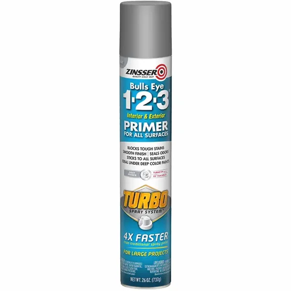 Zinsser 343748 Bulls Eye 1-2-3 Interior and Exterior Primer Gray 26 oz Spray Paint