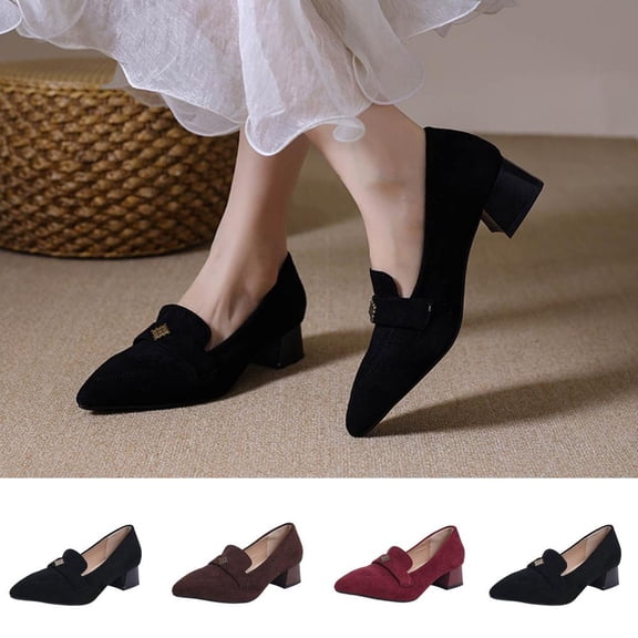 BXSRUTA Plus Size Women's Pointed Toe High Heels Chunky Dress Shoes Patent Leather Comfortable Walking Pumps for Spring Summer Sizes 36-42