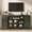 Green, variant on Aphthongs 70" Mid-Century Modern TV Stand for TVs up to 85/80", 33.7" Tall Wood Media Console with Storage & 2 Doors & Adjustable Shelves, TV Cabinet w/Brass Carved Handles & Solid Wood Gourd Legs