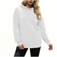 thumbnail image 5 of Lenpel Women's Fashion Hoodies Casual Long Sleeve Solid Color Hooded Tunic Sweatshirts Loose Pullover Tops with Pocket(White,X-Large), 5 of 7