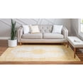 thumbnail image 5 of 8' x 11' Yellow and Ivory Medallion Rectangular Area Throw Rug, 5 of 9
