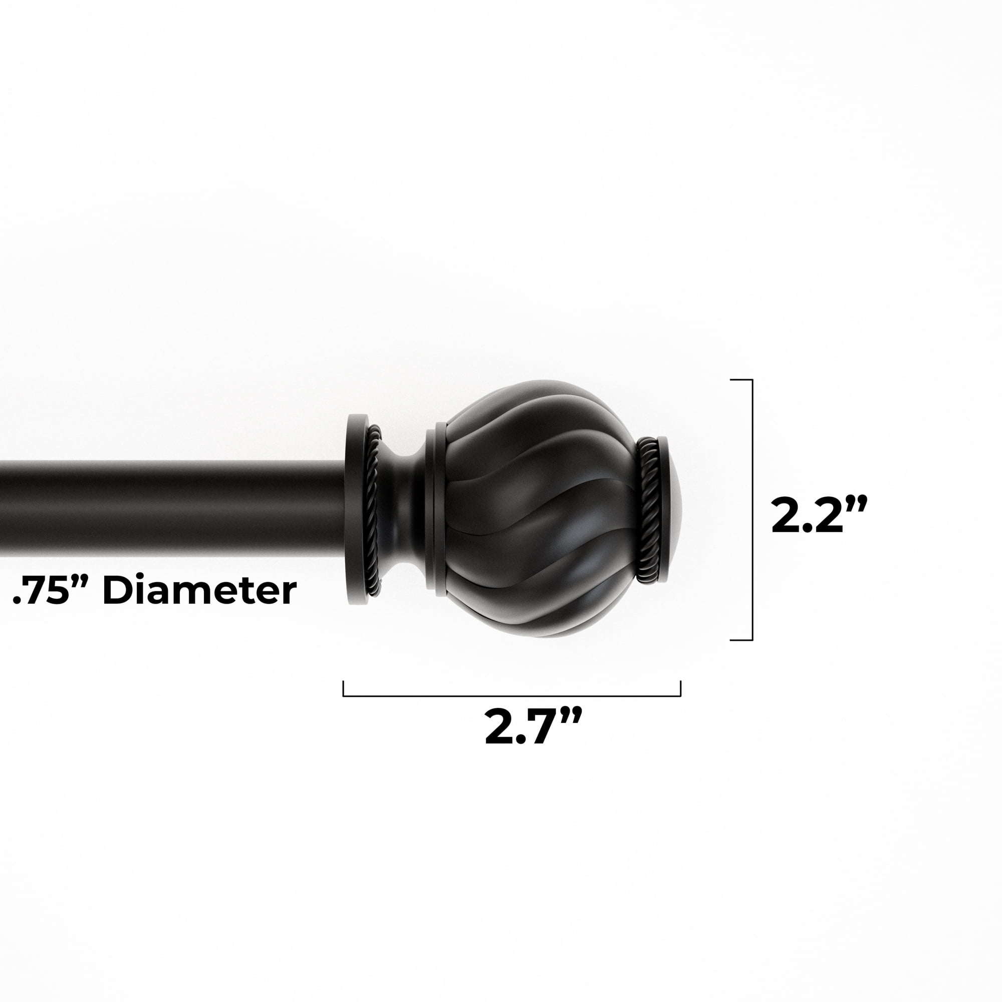 Mainstays 3/4 in Black Knob Adjustable Single Curtain Rod Set, 30-84 in