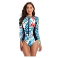 thumbnail image 3 of Traje de baño de una pieza sexy para mujer, traje de baño de manga larga con cremallera y estampado de aguas termales para surf y buceo para mujer, 3 of 6