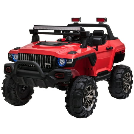 Aosom 12V Kids Electric 2-Seater Ride On Police Car SUV Truck Toy with Parental Remote Control,