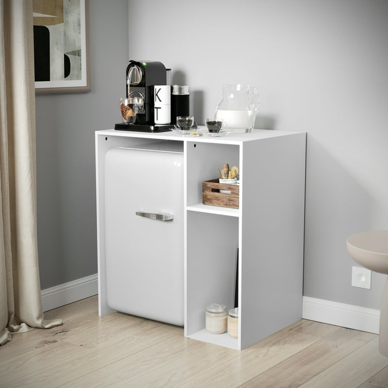 Emma + Oliver Mini Fridge Overshelf with Dual Side Cubbies in