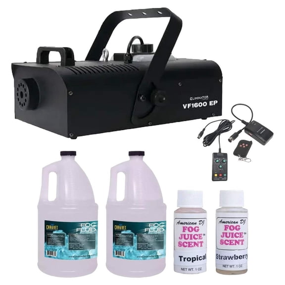 Eliminator Lighting VF1600 EP Mobile DMX Fog Machine with Variety Fog Juice Package