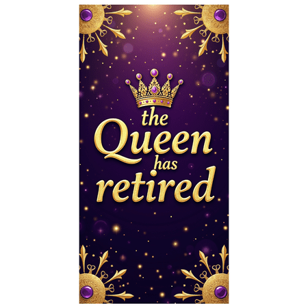 LUUFILx Queen Retirement Celebration Banner Backdrop Decorations Party Supplies Photography Props Regal Gold and Purple Design Background Event Decor