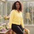 thumbnail image 2 of Agnes Orinda Women's Plus Size Hoodies Button Collar Drawstring Blouses Pullover Sweatshirts Long Sleeve Tops Shirts 1X Yellow, 2 of 6
