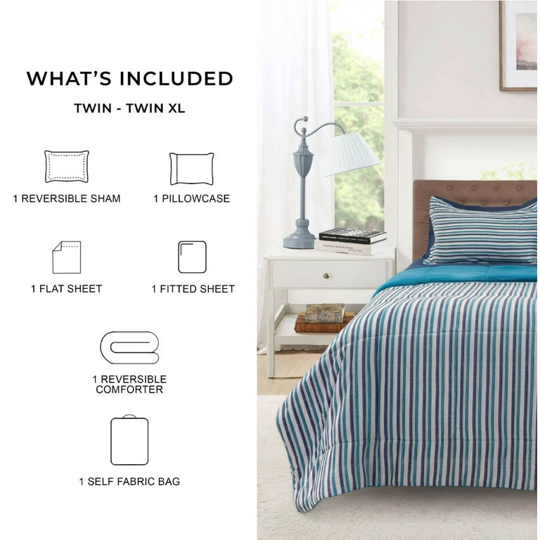 Mainstays All in One Reversible Comforter and Sheet set- 5 Piece