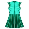 thumbnail image 6 of Nyeemya Women Holographic Shiny Dress Cap Sleeve High Waist Flared Aline Mini Dress Party Club Green L, 6 of 7