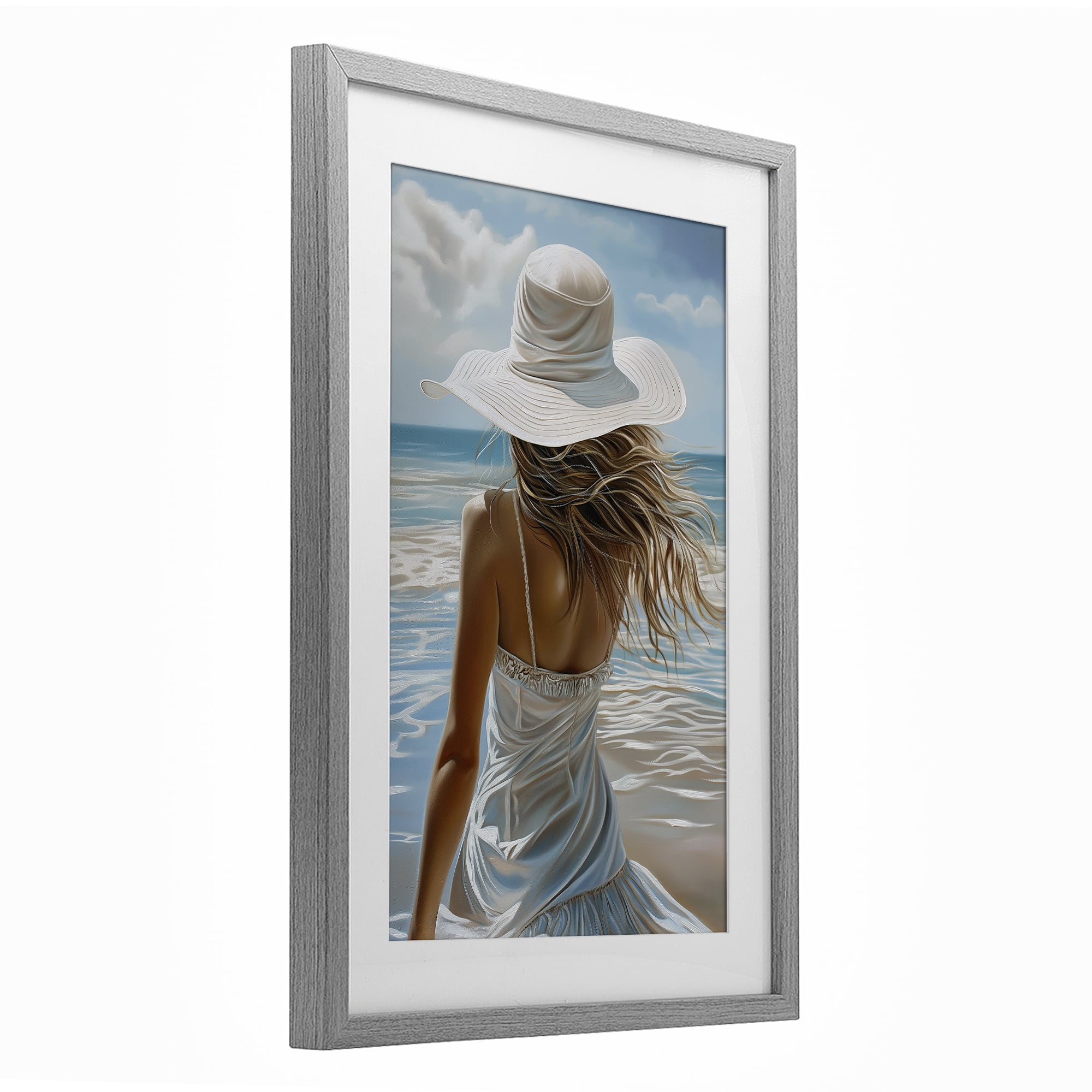 Stupell Industries Seaside Breeze & Flowing Dress Gray Framed Print Under Glass, design by Imagine It Images