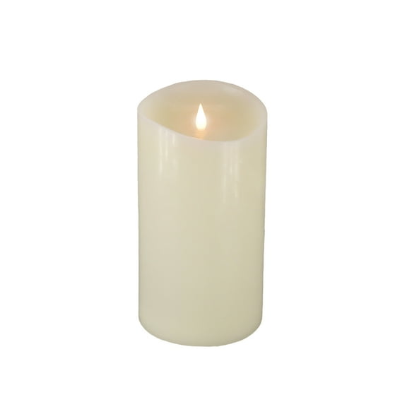 HGTV Home Collection Heritage Real Motion Real Motion Flameless Candle With Remote, Ivory with Warm White LED Lights, Battery Powered, 9 in