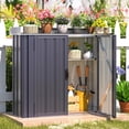 thumbnail image 4 of YODOLLA Metal Outdoor Storage Cabinets Potting Bench Patio Garden Work Table with Adjustable Shelves in Gray, 4 of 7