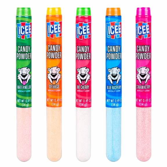ICEE Sour Powder Candy Tubes, Assorted Flavors, 5-Pack, 0.49 oz Each
