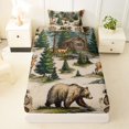 thumbnail image 3 of Manfei Kawaii Bear Twin Sheets,Woodland Animal Print Bedding,Brown,3-Piece,1 Fitted Sheet and 1 Pillowcase, 3 of 6