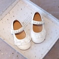 thumbnail image 5 of GiLiling Girls Flats, Mary Jane Ballet Flats, Closed-Toe PU Leather Dress Shoes with Lace Trim and Pearl Strap, Flat Heel Princess Footwear for Party and Daily Wear (White, 4.5-5 Years), 5 of 7