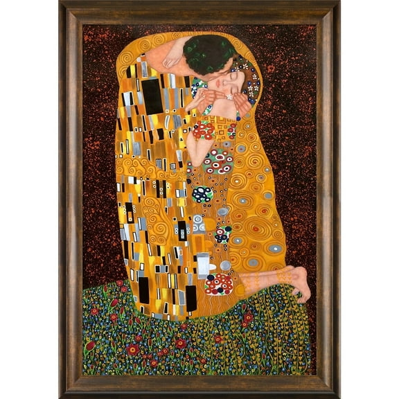 La Pastiche  Gustav Klimt 'The Kiss' (Full view) Hand Painted Oil Reproduction