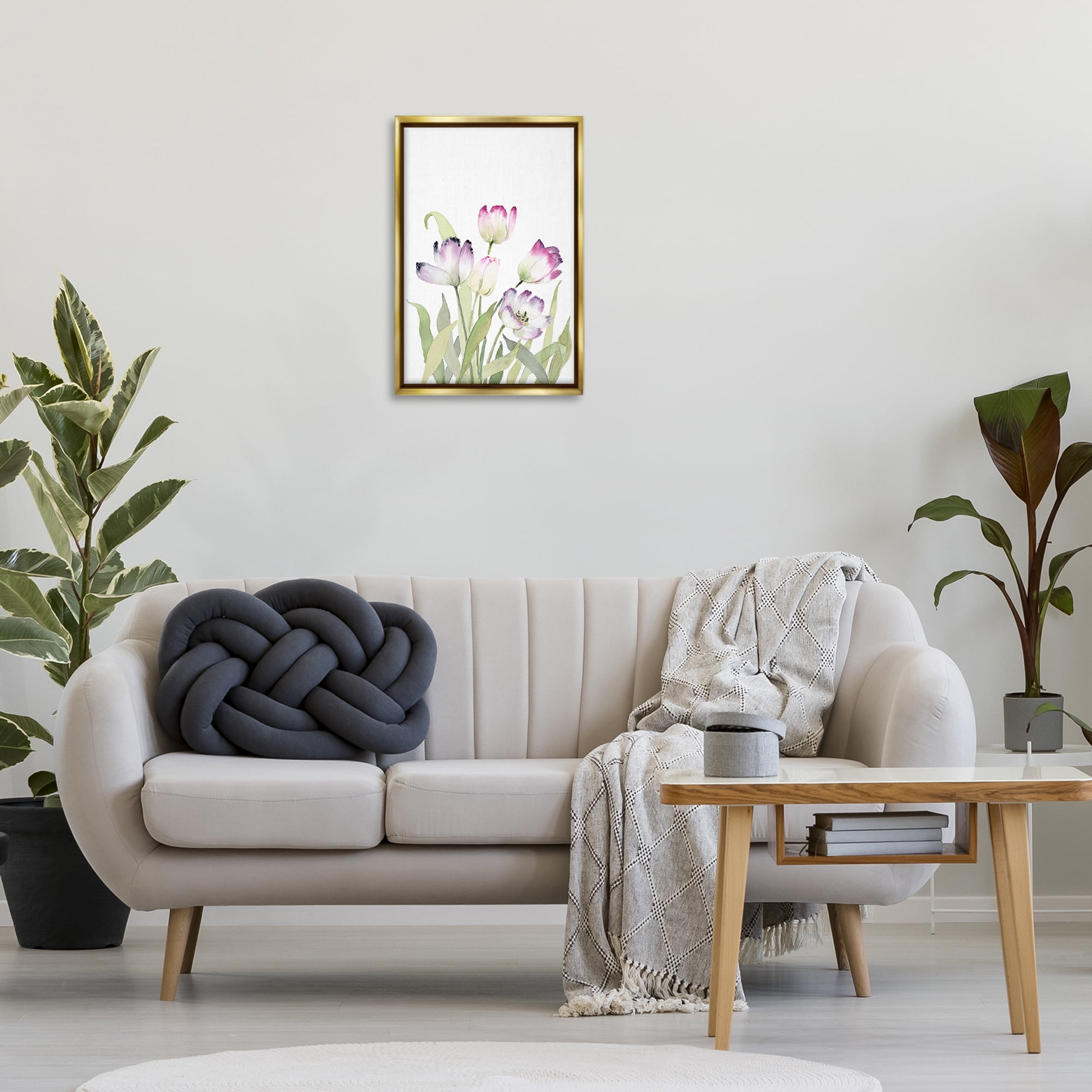 Stupell Industries Fresh Garden Tulips Botanical & Floral Painting Gold Floater Framed Art Print Wall Art, 17 x 25