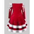 thumbnail image 2 of Más el tamaño del hombro vestido de piel de imitación de terciopelo de Navidad Rosegal Suéteres Cárdigans, 2 of 5