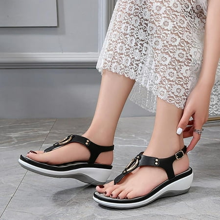 

Homedles Beach Sandals for Women- Casual Summer wear 2023 New Flat Comfy Slip on Womens Sandals Black