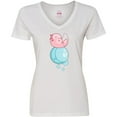 thumbnail image 3 of Inktastic Cute Axolotl Sitting on a Bubble Women's V-Neck T-Shirt, 3 of 5