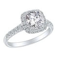 thumbnail image 2 of AFFY Solid 10K White Gold Center 1ct 6X6mm G-H-I Color Cushion Cut Moissanite Halo Engagement Ring with Accents Ring Size-6, 2 of 4