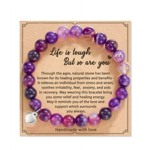 Gazdag Amethyst Stretch Bracelet, Purple, Healing Bracelet, 7 inches, 8 mm