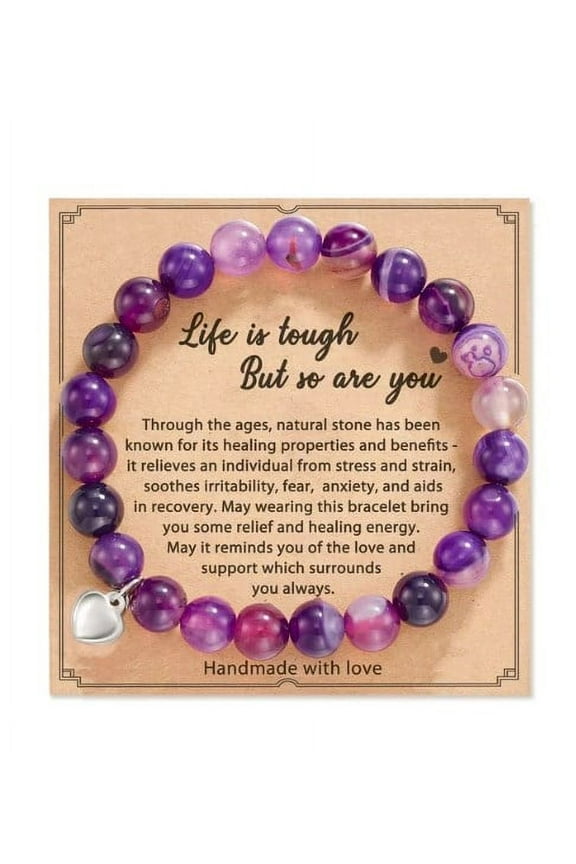 Amethyst Stretch Bracelet, Purple, Healing Bracelet, 7 inches, 8 mm