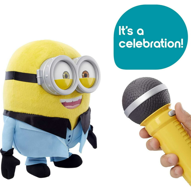 Minions Bob Interactive Singing Toy, Duet Buddy 8-in Character Plush  Featuring Celebration by Kool & The Gang, Gift for Kids 