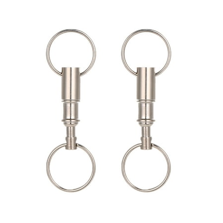 2 Pcs Detachable Pull Apart Key Rings Keychains Double Rings Design Quick Release Key