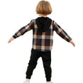 thumbnail image 2 of SYNPOS 1-5T Toddler Baby Boys Long Sleeve Plaid Shirts Drawstring Sweatpants Outfits, 2 of 10