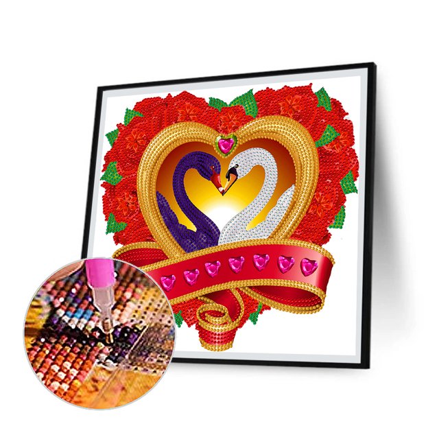 Cuadros Decorativos Mandarín Patos Cisnes Diamante Pintura DIY Taladro parcial en forma especial (YXC342) Wdftyju embutido en tela