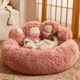 thumbnail image 3 of Opvise Pet Nest Paw-Shaped Pet Bed Warm Comfortable Anti-Slip Fluffy Plush Cat Dog Sleeping Nest Pet Supplies Dark Gray, 3 of 8