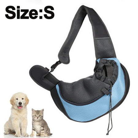 Pet Sling Carrier  Small Dog Cat Sling Pet Carrier Bag Safe Reversible Comfortable Machine Washable Adjustable Pouch Single Shoulder - Light blue