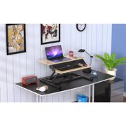 Two-Tier Pneumatic Standing Desk Converter - White Oak