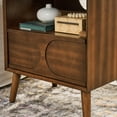 thumbnail image 4 of Mid Century Modern Fluted Nightstand with Charging Station USB Ports & Outlet Hole & 4 Solid Wood Legs, Farmhouse End Table with Open Space and Drawer Dresser, Walnut, 4 of 9